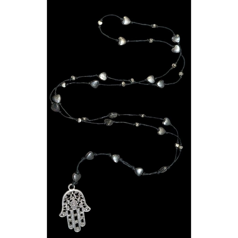 Bohemian Heart Beaded Hamsa Pendant Necklace